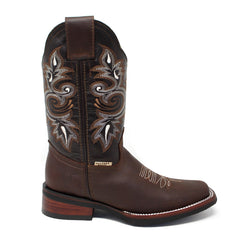 Zultana Juniors Square Toe Cowboy Boot- Chocolate