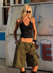 Allyza Baggy Cargo Shorts Olive