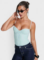 Alorah Textured Bodysuit Blue
