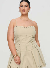 Alinzia Eyelet Corset Top Beige Curve