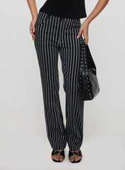 Allude Low Waist Pinstripe Pant Black