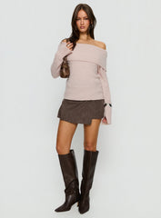 Adelyne Tweed Mini Skirt Brown