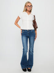 Akiyo Button Up Blouse Top White