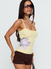 Admiration Bead Detail Top Lemon