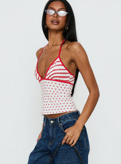 Aelina Halter Top Red / White Polka Dot