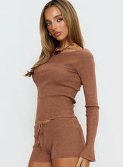 Ahani Off Shoulder Knit Top Mocha