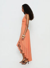 Agata Halter Frill Maxi Dress Orange
