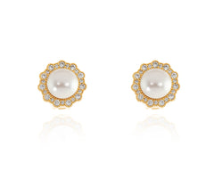 Cachet London Florantine Pearl Gold Clip on Earrings