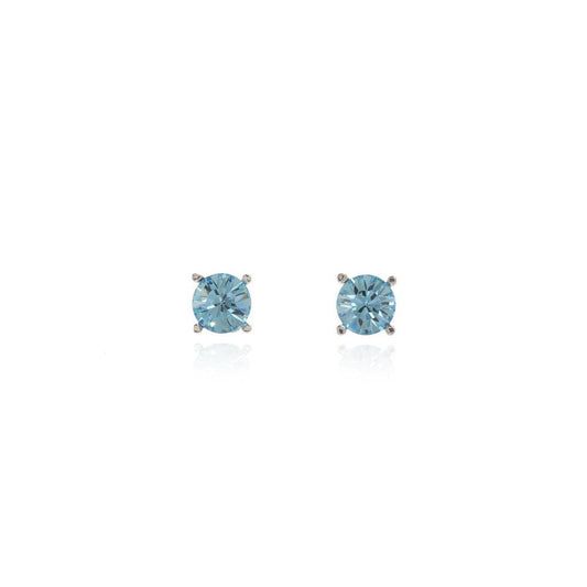 Cachet London Laine 8mm Rhodium Aquamarine Earrings