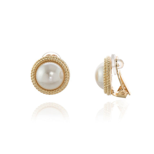 Cachet London Elan  Pearl Gold Clip On Earrings
