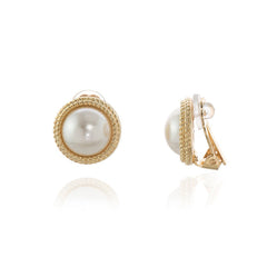 Cachet London Elan  Pearl Gold Clip On Earrings
