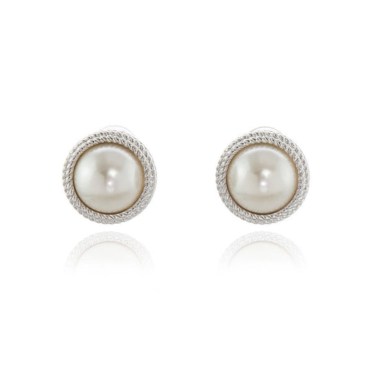 Cachet London Elan Pearl Silver Clip On Earrings
