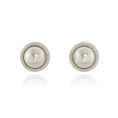 Cachet London Elan Pearl Silver Clip On Earrings
