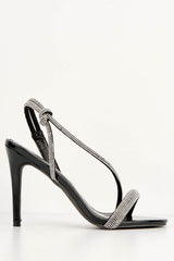 Elance Diamante Embellished Sling-Back Heeled Sandals in Black