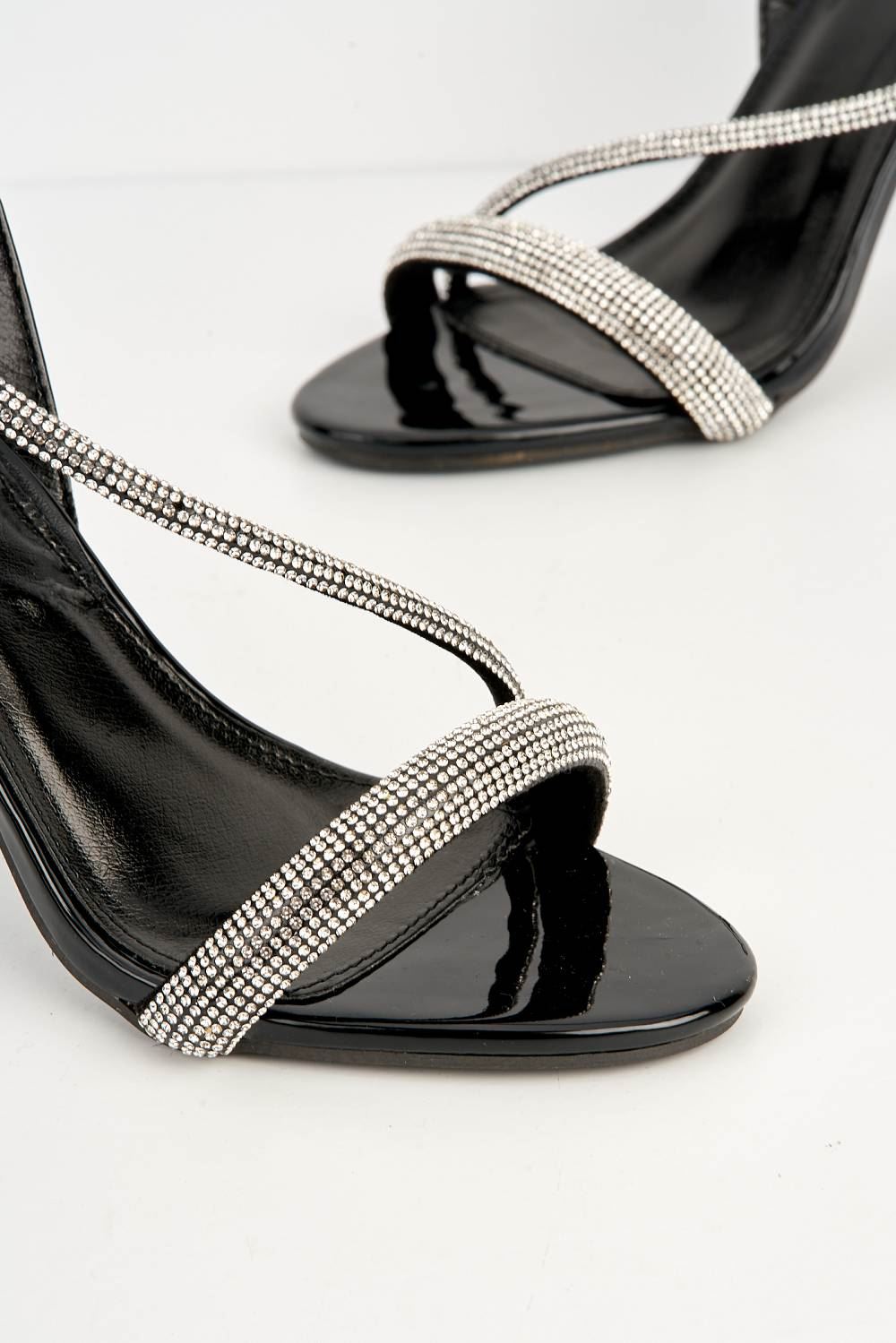Elance Diamante Embellished Sling-Back Heeled Sandals in Black
