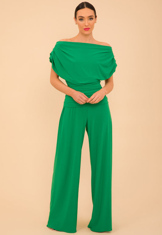 Atom Label Emerald Green Carbon Jumpsuit With Sleeve