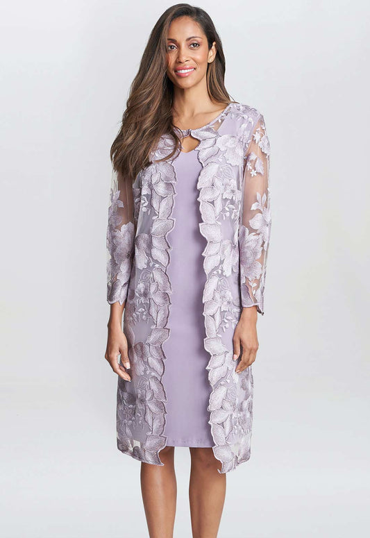 Gina Bacconi Lilac Savoy Dress and Lace Jacket