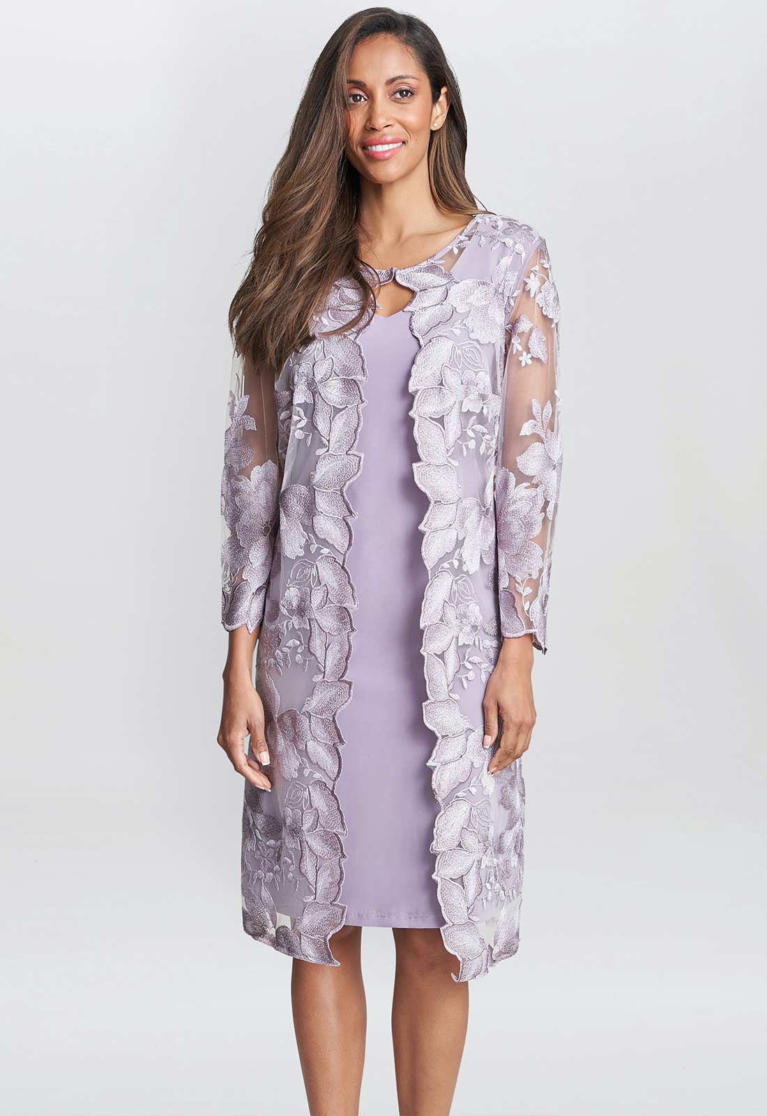Gina Bacconi Lilac Savoy Dress and Lace Jacket