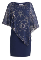 Gina Bacconi Fiona Floral Glittered Asymmetric Dress