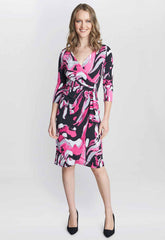 Gina Bacconi Anabelle Printed Jersey Ruffle Dress