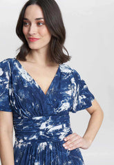 Gina Bacconi Navy and White Emily Jersey Maxi Dress