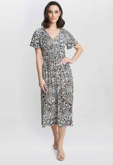 Gina Bacconi Black and Beige Georgia Jersey Maxi Dress
