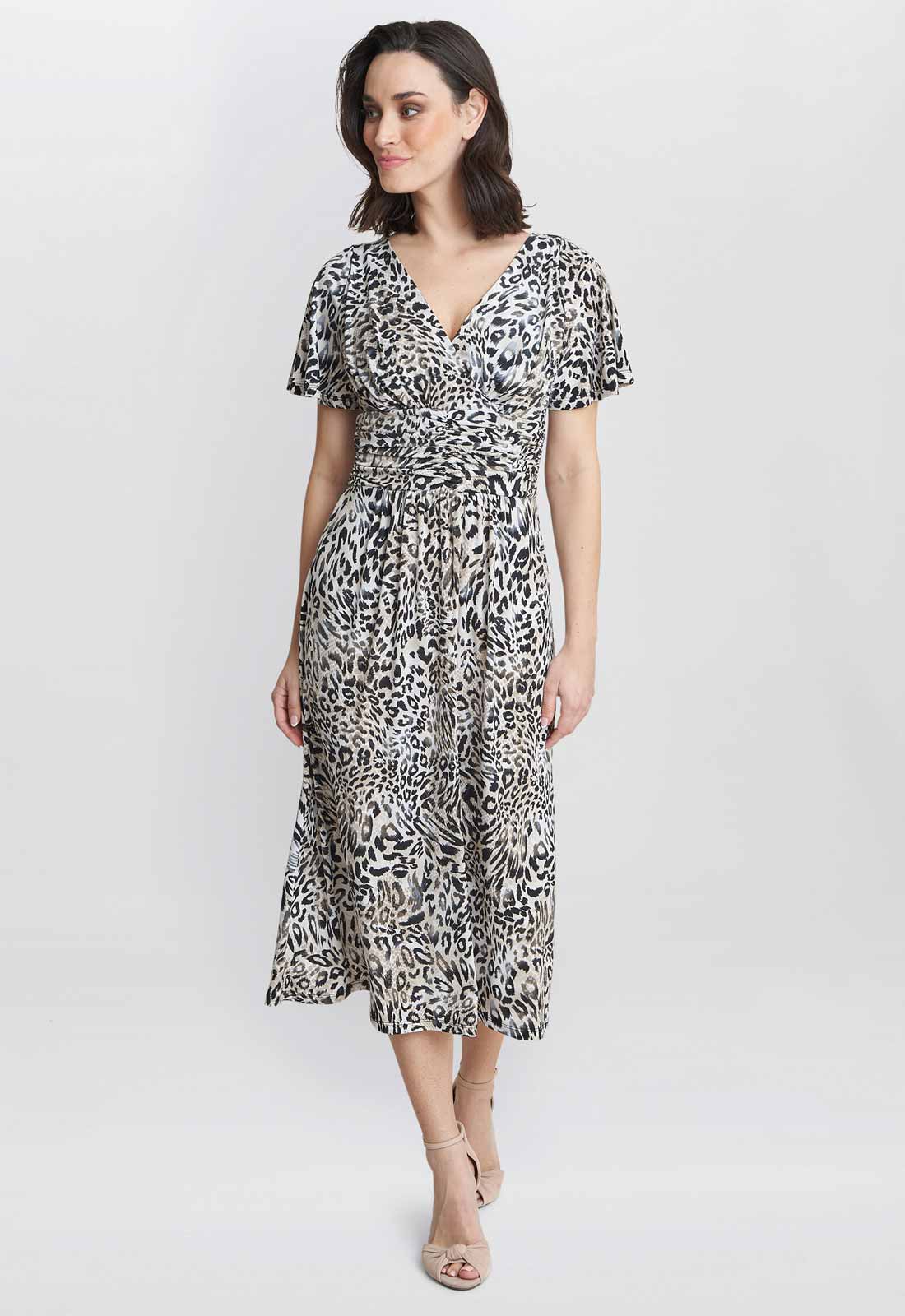 Gina Bacconi Black and Beige Georgia Jersey Maxi Dress