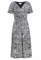 Gina Bacconi Black and Beige Georgia Jersey Maxi Dress