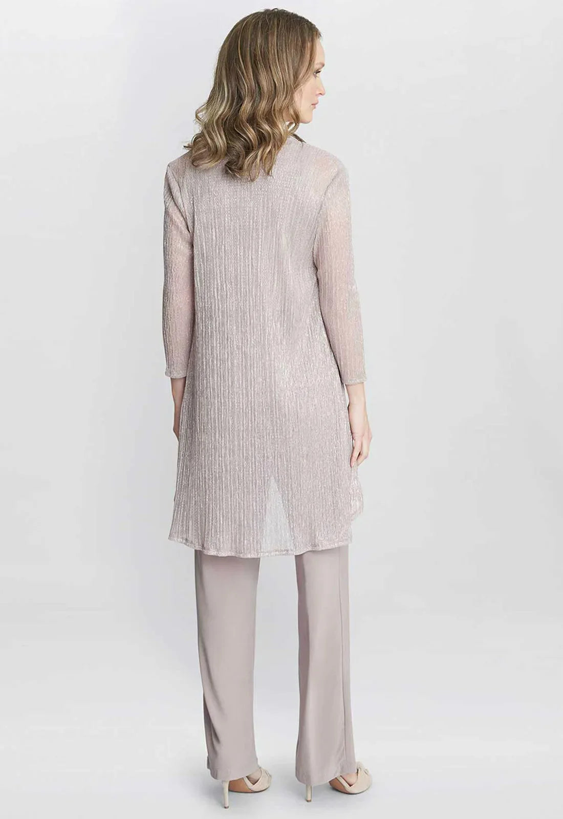 Gina Bacconi Natasha Three Piece Metallic Crinkle Trouser Suit