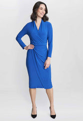 Gina Bacconi Blue Gloria Jersey Wrap Dress