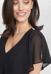 Gina Bacconi Black Rebecca Midi Tiered Dress