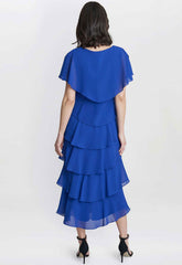 Gina Bacconi Cobalt Rebecca Midi Tiered Dress