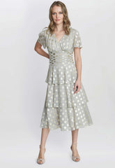 Gina Bacconi Gold Cassie Polka Dot Cocktail Dress