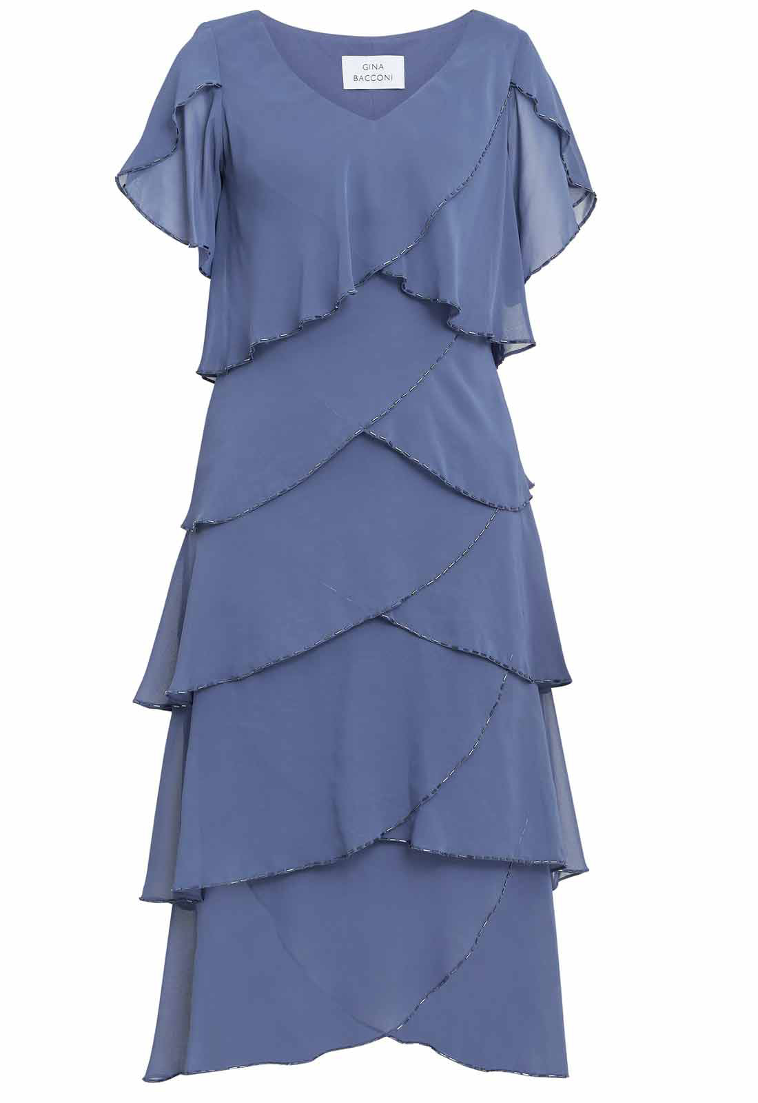 Gina Bacconi Blue Fleur Midi Dress