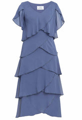 Gina Bacconi Blue Fleur Midi Dress