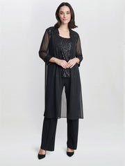 Gina Bacconi Black Jessica Three Piece Sequin Jersey Trouser Suit