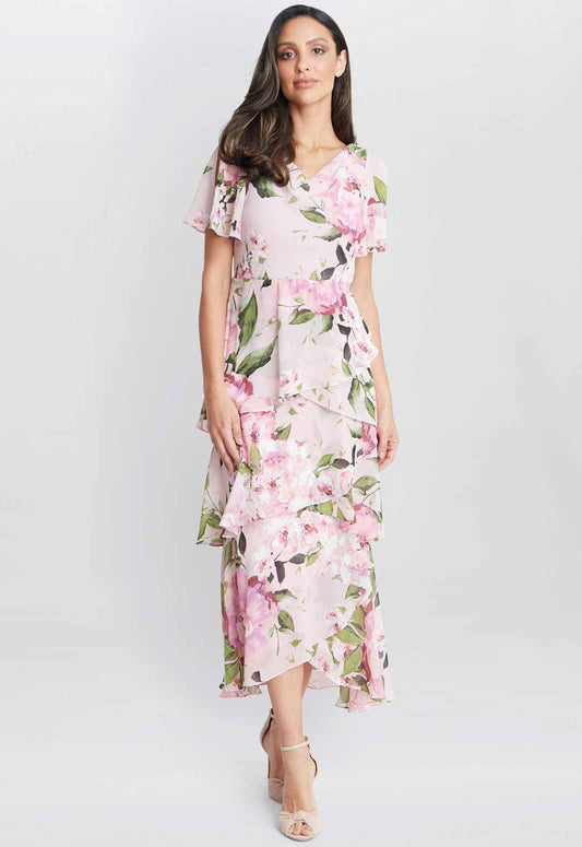 Gina Bacconi Blush Pink Olivia Printed Dress