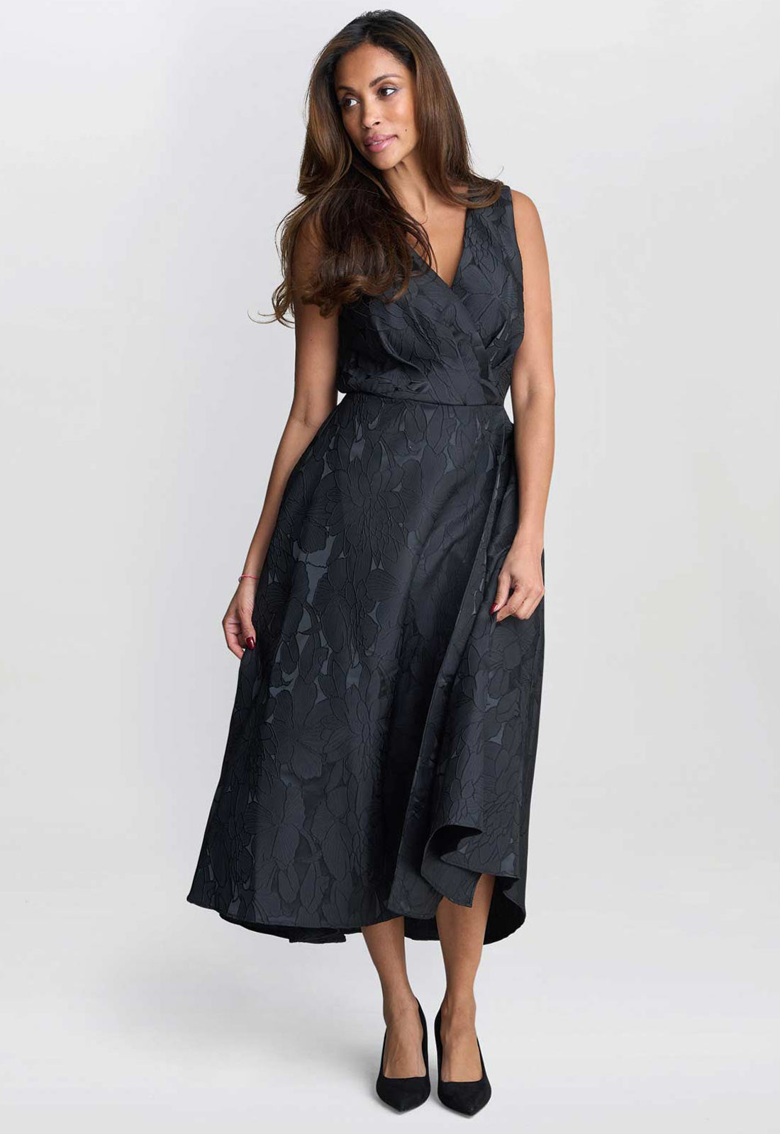 Gina Bacconi Black Sandie Jacquard Dress