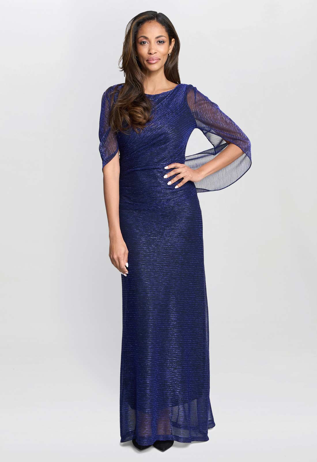 Gina Bacconi Cobalt Joanna Metallic Knit Maxi Dress