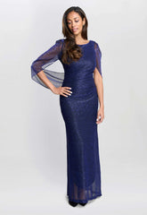 Gina Bacconi Cobalt Joanna Metallic Knit Maxi Dress