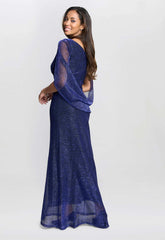 Gina Bacconi Cobalt Joanna Metallic Knit Maxi Dress