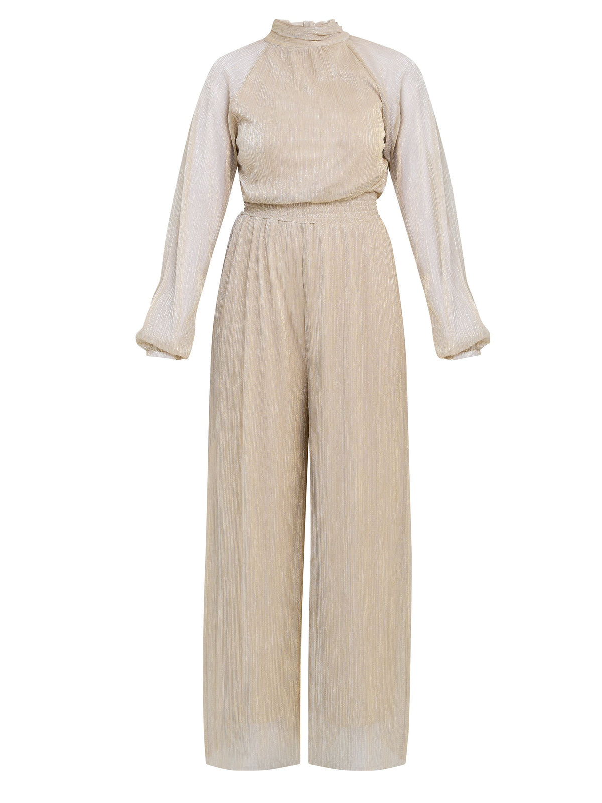 Gina Bacconi Gold / Silver Kylie Metallic Knit Jumpsuit