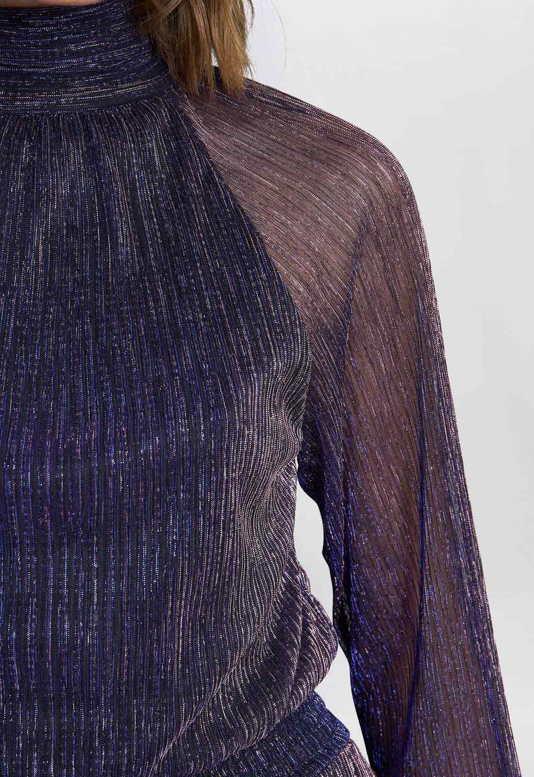 Gina Bacconi Blue Kylie Metallic Knit Jumpsuit