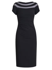 Gina Bacconi Black Daniella Illusion Neck Dress