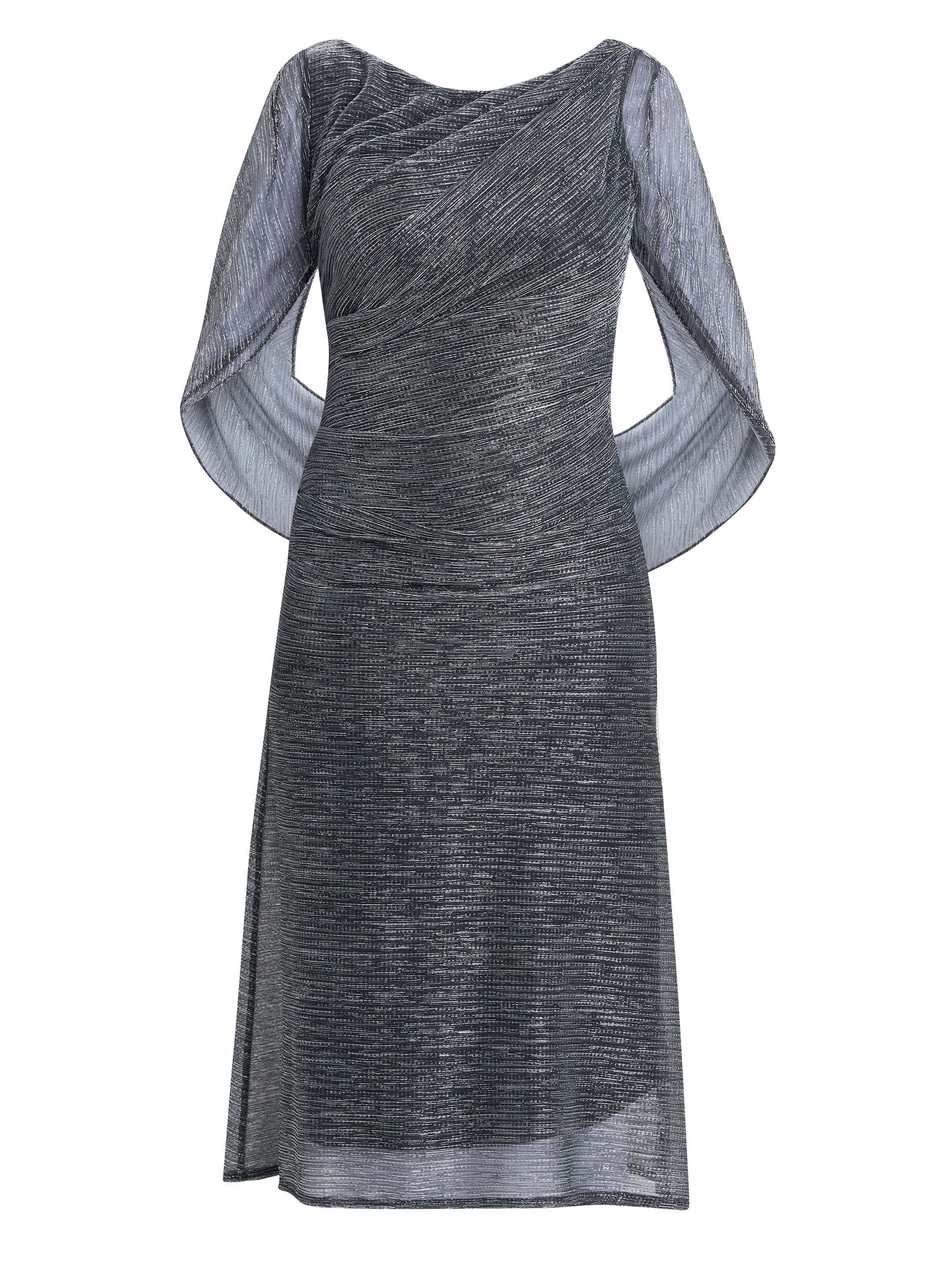 Gina Bacconi Black / Silver Ciara Metallic Knit Dress