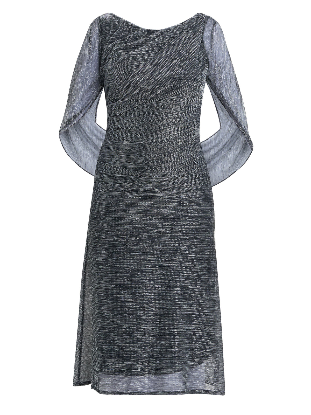 Gina Bacconi Black / Silver Ciara Metallic Knit Dress