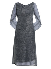Gina Bacconi Black / Silver Ciara Metallic Knit Dress