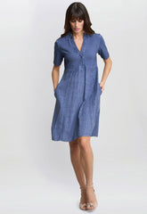 Gina Bacconi Blue Aaliyah Chambray Dress