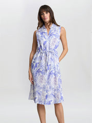 Gina Bacconi Blue Floral Adalynn Shirt Dress