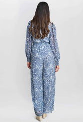 Gina Bacconi Blue Kourtney Chiffon Jumpsuit